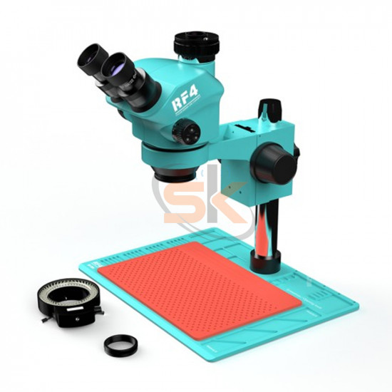 RF4 RF7050-P04 BASE (3D CONTINUOUS ZOOM) 7X~50X TRINOCULAR STEREO MICROSCOPE WITH CAMERA OPTION & 0.5X CTV LENS WITH LED ADJUSTABLE LIGHT EXCLUSIVE
