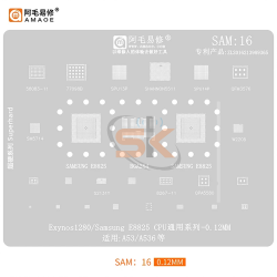 Amaoe SAM16 0.12mm BGA Reballing Stencil for Samsung Exynos 1280 / Samsung E8825 CPU Universal Series