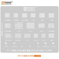 Amaoe 0.12mm Baseband / Hard Disk / WiFi / NFC / Chip Board Carrying BGA Reballing Stencil for iPhone 7 to 14