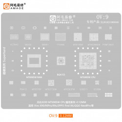 Amaoe OV9 0.12mm CPU BGA Reballing Stencil for MTK Dimensity 9200 MT6985W VIVO X90 OPPO Find X6 iQQO Neo8Pro
