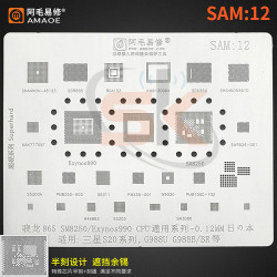 Amaoe SAM12 0.12mm BGA Reballing Stencil for Qualcomm Snapdragon 865 SM8250 / Samsung Exynos 990 CPU S20 Series