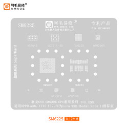 Amaoe SM6225 0.12mm CPU Universal Series BGA Reballing Stencil for OPPO A36 / VIVO Y32 / Huawei nova 9SE / Redmi Note 11 International Version