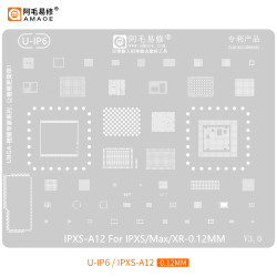 Amaoe U-IP6 0.12mm BGA Reballing Stencil for iPhone XS / XS MAX / XR / Apple A12 CPU 
