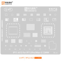 Amaoe U-IP7 0.12mm IP11 BGA Reballing Stencil for iPhone 11 / PRO / PRO MAX  / Apple A13 CPU 