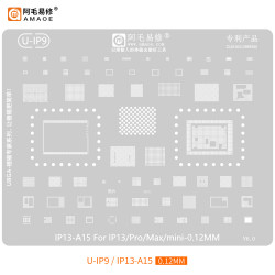 Amaoe U-IP9 0.12mm IP13 BGA Reballing Stencil for iPhone 13 / 13 Pro / 13 Pro Max / 13 Mini / Apple A15 CPU