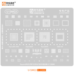 Amaoe U-SMG3 BGA Reballing Solder Template Stencil for Samsung Exynos 9810 / 9820 / 850 / 3830 / CPU / RAM / PA / POWER