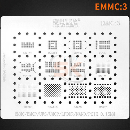 AMAOE EMMC-3 STENCIL For EMMC / EMMCP / UFS / UMCP  /LPDDR / NAND / PCI