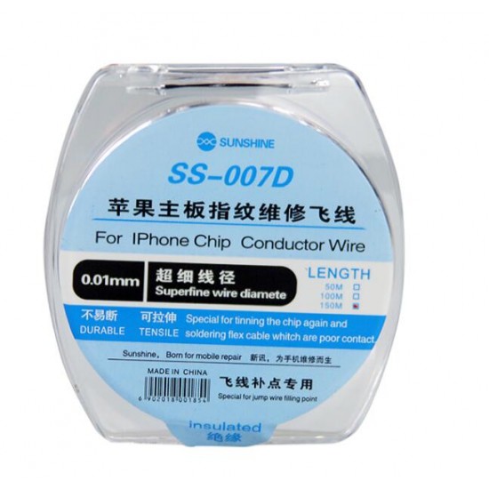 SS-007D 0.01mm 150M pure copper soldering jump fly wire dedicated to iphone mobile repair motherboard fingerprint bridge