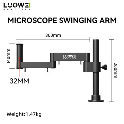 LW-017 Metal Forging 360 ° Rotating Microscope Bracket Arm for 99% Microscope Kit on the Market Can Bear 20kg Universal Support