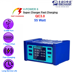 Mechanic V-Power 6 Super Fast Charge QC3.0 PD USB Hub 6 Port 55 Watt for iPad Mobile Phone 