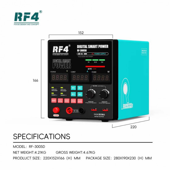 RF4 RF-3005D 30V / 5A Multifunctional High Precision Adjustable DC Stabilized Power Supply