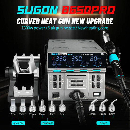 SUGON 8650Pro Curve Hot Air Soldering Station 1300W High Wind Power Maintenance Motherboard CPU Desoldering Station SUGON 8650Pro Curve Hot Air Soldering Station 1300W High Wind Power Maintenance Motherboard CPU Desoldering Station